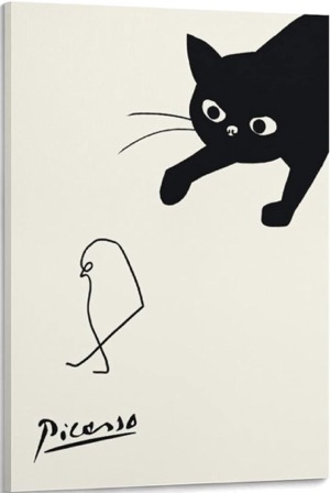  最も影響力のあるアーティストパブロ・ピカソPablo Picasso絵画ポスター(猫と鳥)クール ポスター 壁アート キャンバス 印刷 アートパネル オフィス装飾 ぶら下がる 版画 ギフト16x24inch(40x60cm)Amazonより